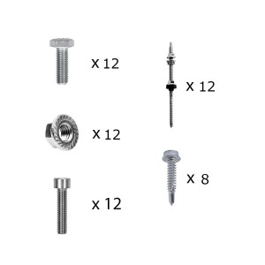 Mounting kit h30 with roof studs for pitched roof 5 solar panels frame 30 mm
