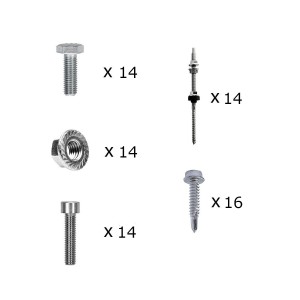 Mounting kit h30 with roof studs for pitched roof 6 solar panels frame 30 mm