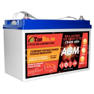 TopSolar 100Ah 12V C10 AGM battery Solar Wind Photovoltaic Systems