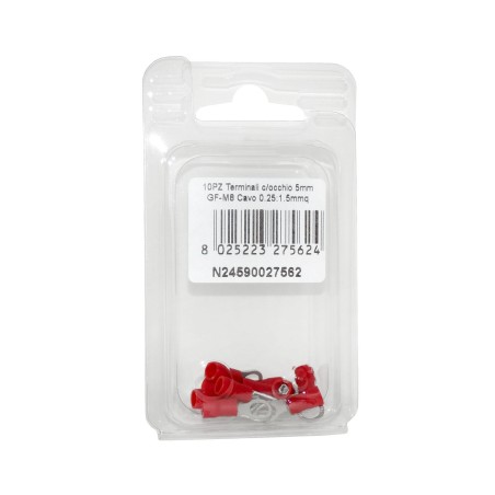RF-M5 Red terminal with eye for copper cable 0.25:1.5mmq 10PCS
