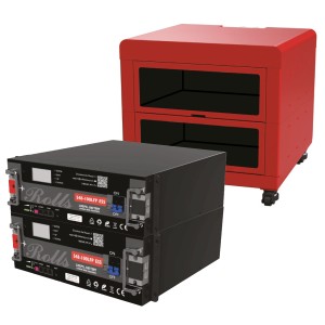 Rolls Lithium LiFePo4 Battery Bank 10.24kWh 2x 100Ah 48V 5.12kWh with 8U ESS cabinet