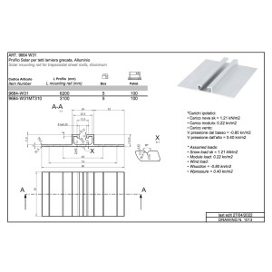 Profilo Solar in Alluminio 3100mm per tetti lamiera grecata