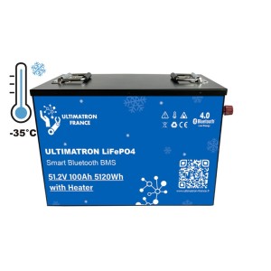 Ultimatron LiFePO4 48V 100Ah UBM-48-100 METAL+HEAT 51.2V Lithium Battery BMS Smart Bluetooth 5120Wh