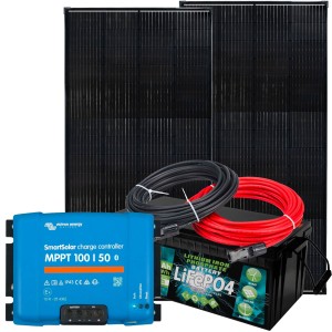 12V 480W Solar Kit with 50A MPPT Charge Controller 240Ah LiFePo4 Battery + Cable Kit