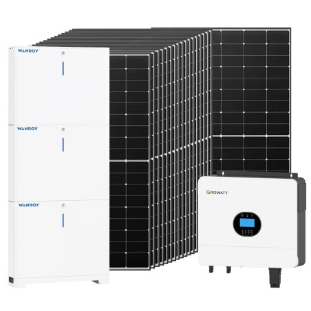 6kW 7740W Single Phase Off-Grid Photovoltaic Kit with 15kW Growatt Wanroy Battery Storage